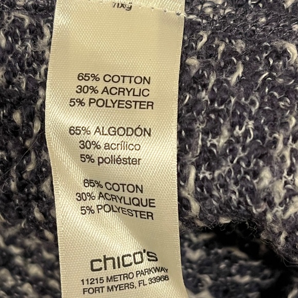 Chico’s Heathered Navy Open Front Cotton Blend Sweater Vest (Chico’s 3) XL - Picture 6 of 6